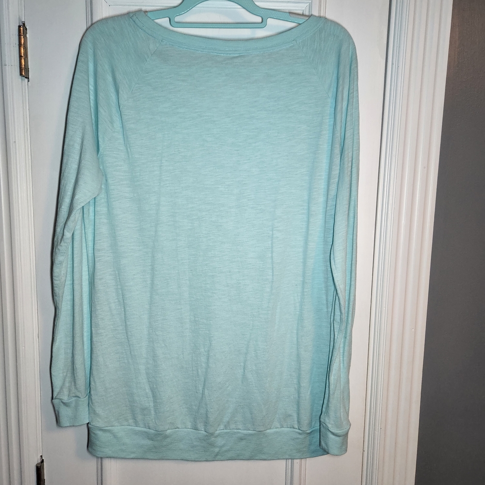 PINK Victoria's Secret Aqua Oversized Lightweight Long Sleeve Size Large - Picture 2 of 4